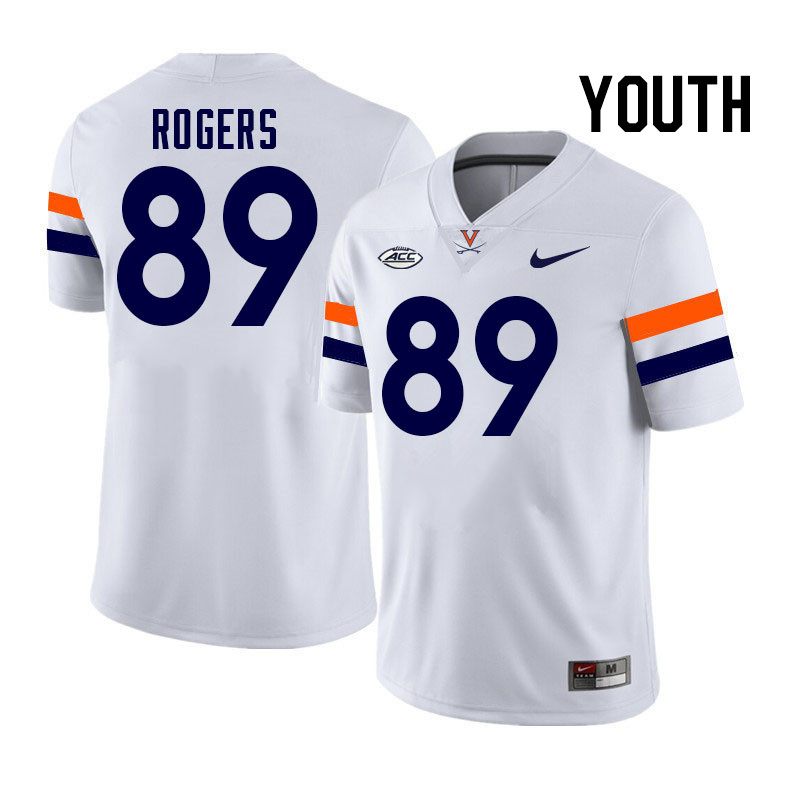 Youth Virginia Cavaliers #89 John Rogers College Football Jerseys Stitched-White